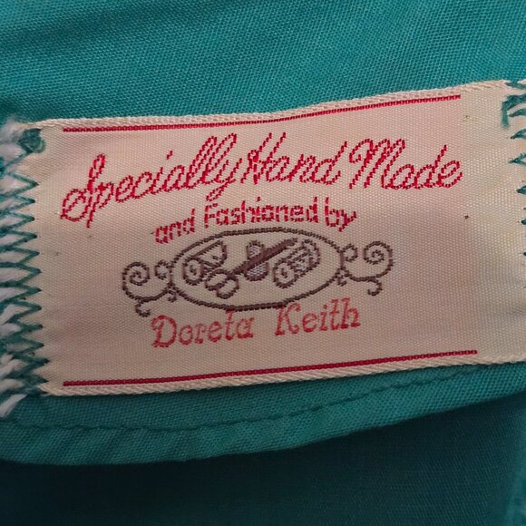 Vintage Handmade Square Dance Rockabilly Full Circle Skirt Green w/Yellow Flower - Picture 5 of 8